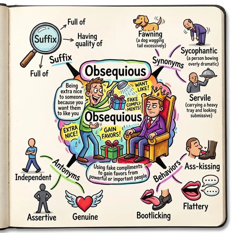 obsequious 的心智圖